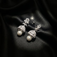 Sterling Silver Sparkling Moti Jhumki