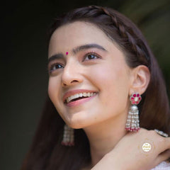 Kundan Delight Floral Pearl Jhumka