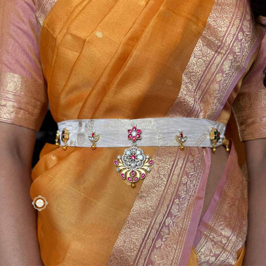 Muhurat Kundan Infused Pure Silver Belt