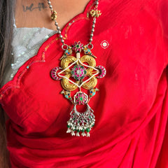 Sterling Silver Rajwada Kundan Long Necklace
