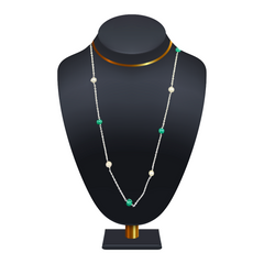 Rustic Romance Pearl Green Necklace-Kamarbandh