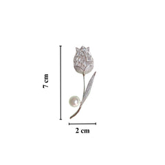 Sparkling Silver Lotus Pearl Brooch