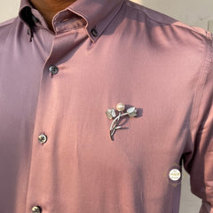 Sparkling Silver Dreamy Pearl Lotus Brooch