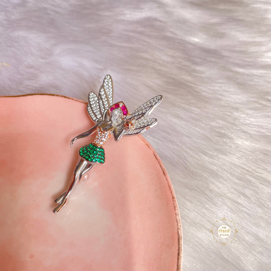 Sparkling Silver Twilight Wings Brooch