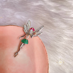 Sparkling Silver Twilight Wings Brooch