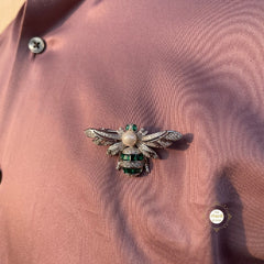 Sparkling Silver Dancing Honeybee Brooch