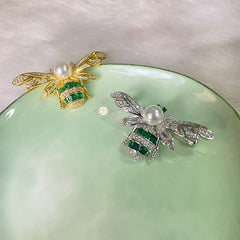 Sparkling Silver Dancing Honeybee Brooch