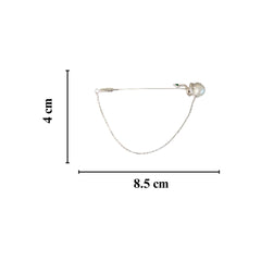 Sparkling Silver Pearl Serpent Emblem Brooch