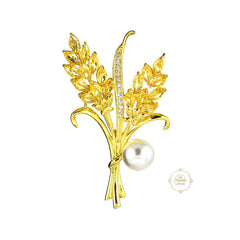 Sparkling Silver Pearl Bloom Pin Brooch