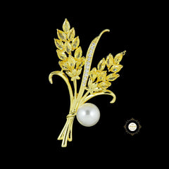 Sparkling Silver Pearl Bloom Pin Brooch