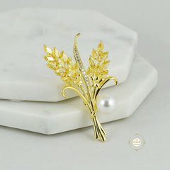 Sparkling Silver Pearl Bloom Pin Brooch