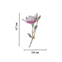 Sparkling Silver Blooming Lotus Brooch