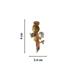 Sparkling Silver Mini Pearl Parrot Gold Brooch