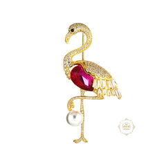 Sparkling Majestic Flamingo Brooch