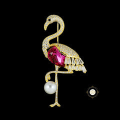 Sparkling Majestic Flamingo Brooch