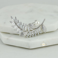 Sparkling Silver Fern Brooch
