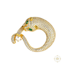Sparkling Golden Jaguar Brooch