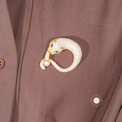 Sparkling Golden Jaguar Brooch