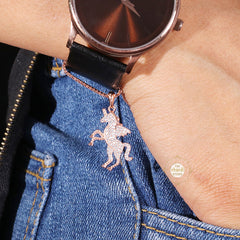 Sparkling Silver Rose Gold Mystic Unicorn Charm