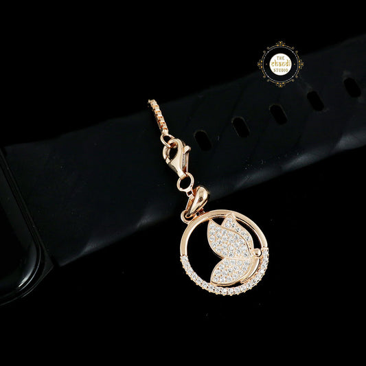 Sparkling Silver Rose Gold Luminous Lotus Charm