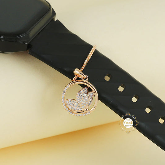 Sparkling Silver Rose Gold Luminous Lotus Charm