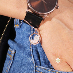 Sparkling Silver Rose Gold Luminous Lotus Charm