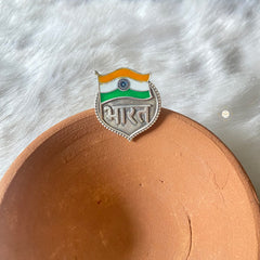 Sterling Silver Tiranga Bharat Brooch