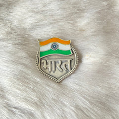 Sterling Silver Tiranga Bharat Brooch