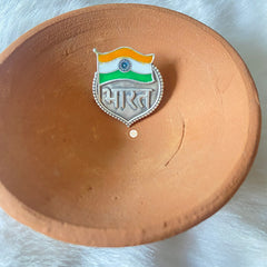 Sterling Silver Tiranga Bharat Brooch