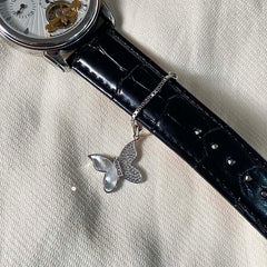 Sterling Silver Sparkling Silver Butterfly Watch Charm