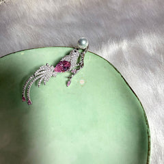 Sterling Silver Sparkling Bird Pearl Brooch