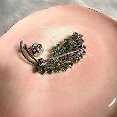 Sterling Silver Leaf Pearl Brooch