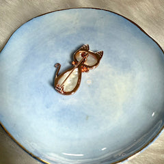 Sterling Silver Sparkling Silver Pearl Kitty Brooch