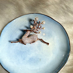 Sterling Silver Sparkling Reindeer Brooch