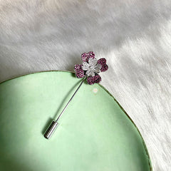 Sterling Silver Sparkling Silver Flower Brooch