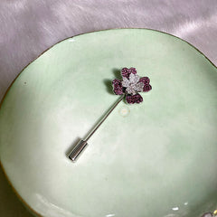 Sterling Silver Sparkling Silver Flower Brooch