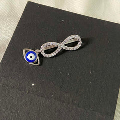 Sterling Silver Sparkling Silver Infinity with Evil Eye Watch Charm