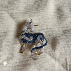 Sterling Silver Sparkling Silver Unicorn Brooch