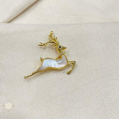 Sterling Silver Golden Grace Deer Brooch
