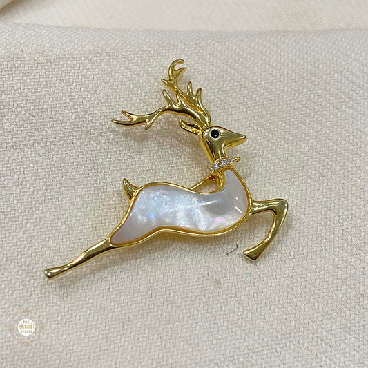 Buy gold-tone deer brooch