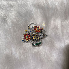 Sparkling Silver Phool Baagh Brooch