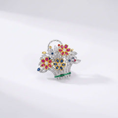 Sparkling Silver Phool Baagh Brooch