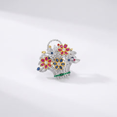 Sparkling Silver Phool Baagh Brooch