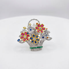 Sparkling Silver Phool Baagh Brooch