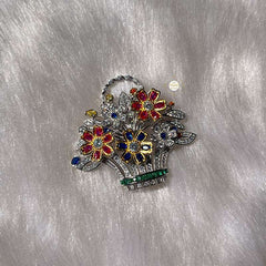 Sparkling Silver Phool Baagh Brooch
