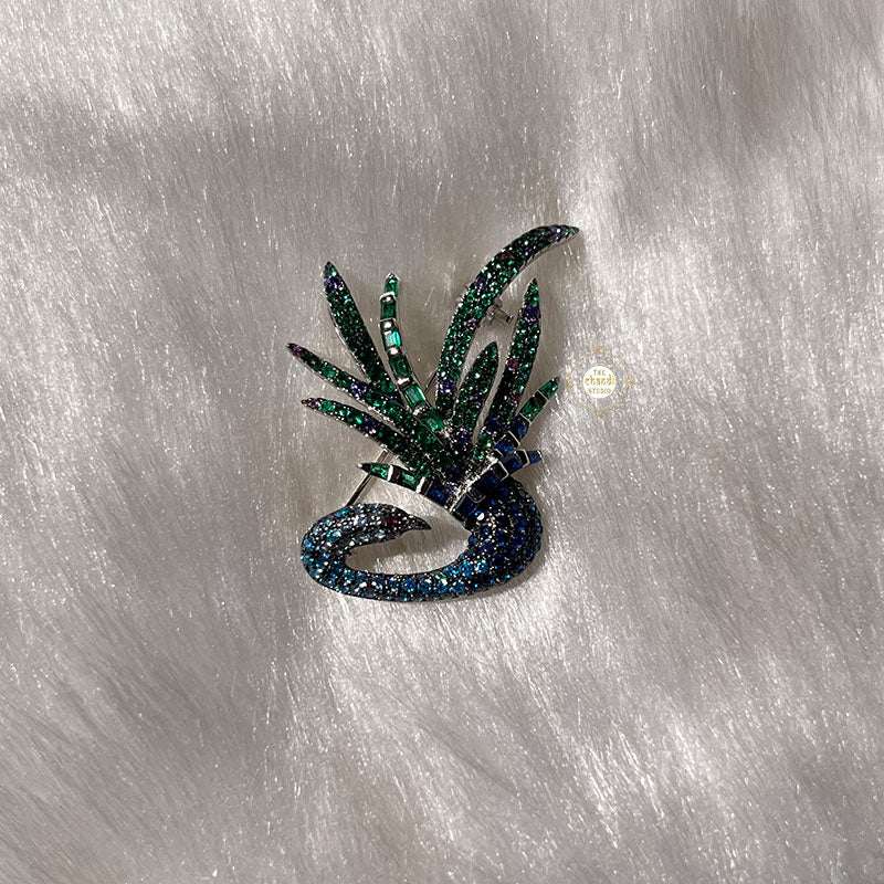Sparkling Silver Blue Majesty Brooch