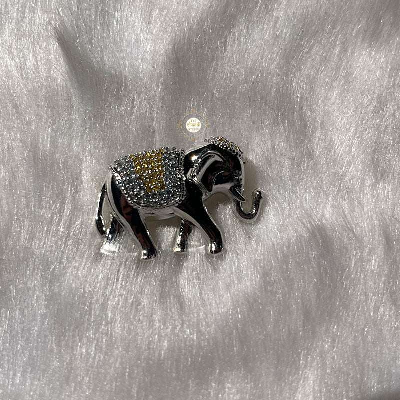 Sparkling Silver Elephant Brooch