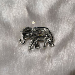 Sparkling Silver Elephant Brooch