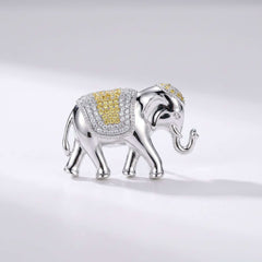 Sparkling Silver Elephant Brooch