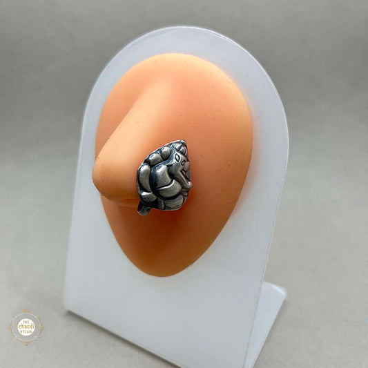 Pure Sterling Silver Ganesha Nosepin (Clip On)